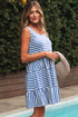 Striped U Neck Sleeveless Loose Fit Casual Mini Dress