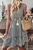 Striped U Neck Sleeveless Loose Fit Casual Mini Dress