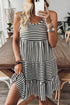 Striped U Neck Sleeveless Loose Fit Casual Mini Dress