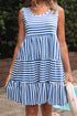 Striped U Neck Sleeveless Loose Fit Casual Mini Dress