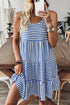 Striped U Neck Sleeveless Loose Fit Casual Mini Dress