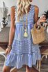 Striped U Neck Sleeveless Loose Fit Casual Mini Dress