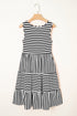 Striped U Neck Sleeveless Loose Fit Casual Mini Dress