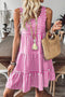 Striped U Neck Sleeveless Loose Fit Casual Mini Dress