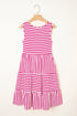 Striped U Neck Sleeveless Loose Fit Casual Mini Dress