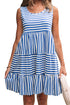 Striped U Neck Sleeveless Loose Fit Casual Mini Dress