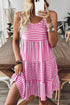 Striped U Neck Sleeveless Loose Fit Casual Mini Dress