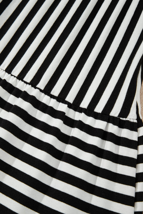 Striped U Neck Sleeveless Loose Fit Casual Mini Dress