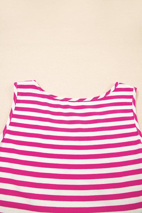 Striped U Neck Sleeveless Loose Fit Casual Mini Dress