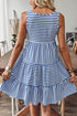 Striped U Neck Sleeveless Loose Fit Casual Mini Dress