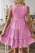 Striped U Neck Sleeveless Loose Fit Casual Mini Dress