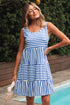 Striped U Neck Sleeveless Loose Fit Casual Mini Dress
