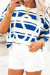 Striped USA Applique Drop Shoulder Half Sleeve T Shirt