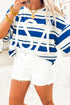 Striped USA Applique Drop Shoulder Half Sleeve T Shirt