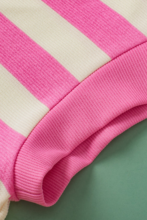 Striped V Neck Collared Cap Sleeve Knit Top