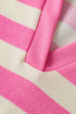 Striped V Neck Collared Cap Sleeve Knit Top