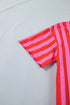Striped V Neck Cuffed Sleeve Relaxed Split Midi Dress