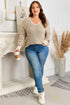 Striped V Neck Drop Shoulder Knit Pullover Sweater