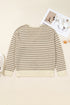 Striped V Neck Drop Shoulder Knit Pullover Sweater