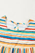Striped V Neck Flutter Sleeve Babydoll Blouse
