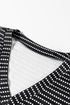 Striped V Neck Long Puff Sleeve Shift Dress