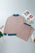 Striped V Neck Long Sleeve Lounge Set