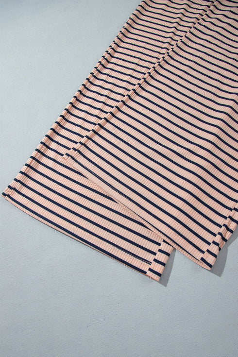 Striped V Neck Long Sleeve Lounge Set