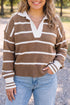 Striped V Neck Long Sleeve Retro Inspired Sweater
