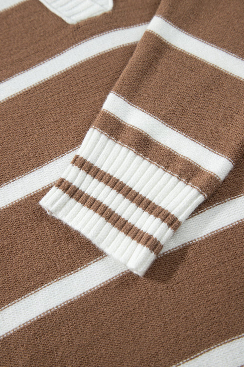 Striped V Neck Long Sleeve Retro Inspired Sweater
