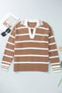 Striped V Neck Long Sleeve Retro Inspired Sweater
