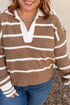 Striped V Neck Long Sleeve Retro Inspired Sweater