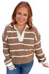 Striped V Neck Long Sleeve Retro Inspired Sweater