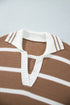 Striped V Neck Long Sleeve Retro Inspired Sweater