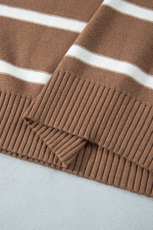 Striped V Neck Long Sleeve Retro Inspired Sweater