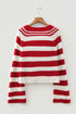 Striped V Neck Long Sleeve Shift Sweater