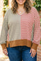 Striped V Neck Oversized Long Sleeve Top