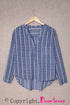 Striped V Neck Pocket Long Sleeve Top
