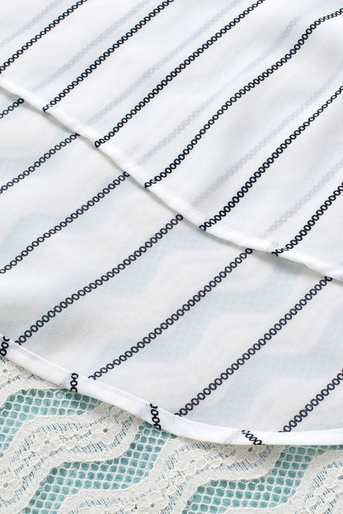 Striped V Neck Pocket Long Sleeve Top