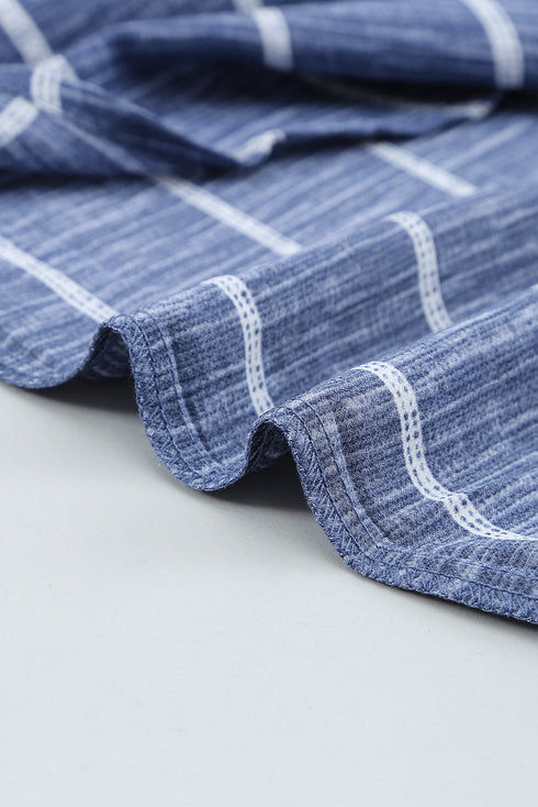 Striped V Neck Pocket Long Sleeve Top