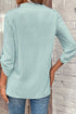Striped V Neck Roll Tab Sleeve Pocket Shirt
