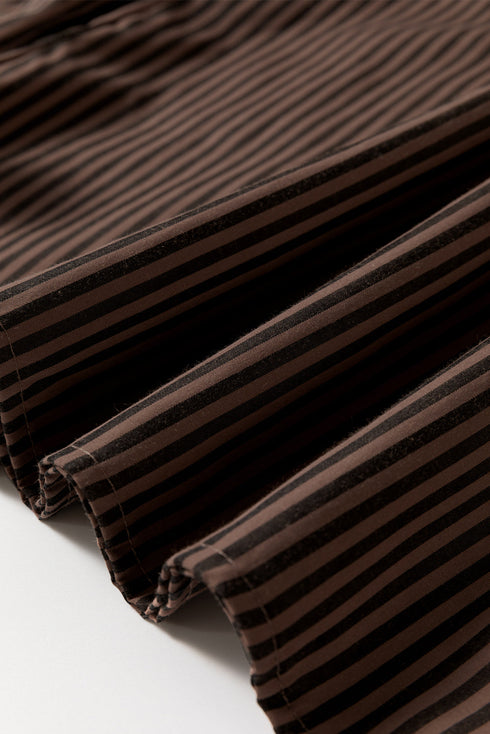 Striped V Neck Roll Tab Sleeve Pocket Shirt