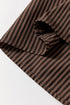 Striped V Neck Roll Tab Sleeve Pocket Shirt