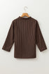 Striped V Neck Roll Tab Sleeve Pocket Shirt