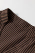 Striped V Neck Roll Tab Sleeve Pocket Shirt