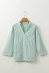 Striped V Neck Roll Tab Sleeve Pocket Shirt