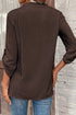 Striped V Neck Roll Tab Sleeve Pocket Shirt