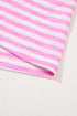Striped V Neck Ruffle Sleeve Soft Knit Top