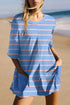 Striped V Neck Short Sleeve Double Wear Loose Romper