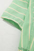 Striped V Neck Short Sleeve Frilled A Line Mini Dress