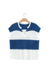 Striped V Neck Short Sleeve Loose Knit Sweater
